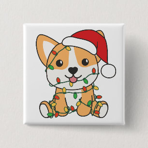 Corgi Christmas Winter Animals Dog 15 Cm Square Badge