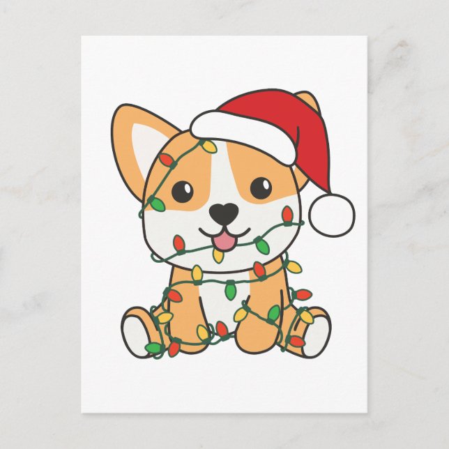 Corgi Christmas Winter Animals Dog Postcard (Front)