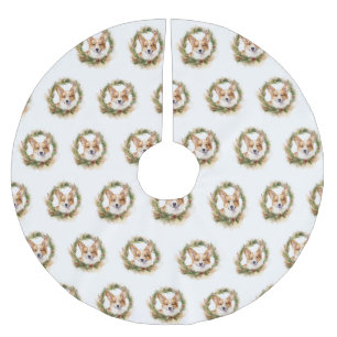 Corgi Christmas Wreath Festive Pup Brushed Polyester Tree Skirt