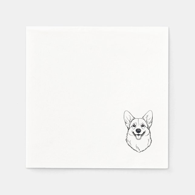 Corgi Cocktail Napkin (Front)
