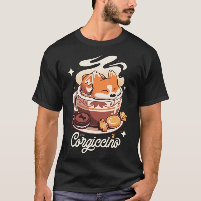 Corgi Coffee Break - Cute Dog T-Shirt (Front)
