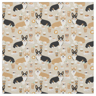 Corgi Coffee - cardigan corgi dogs Fabric