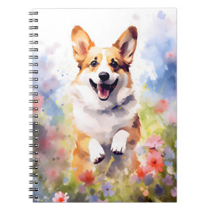 Corgi colourful watercolor artwork notebook