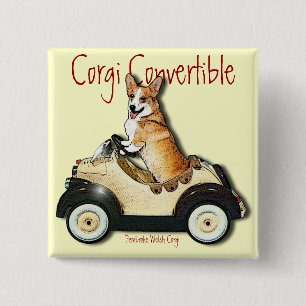 Corgi Convertible 15 Cm Square Badge