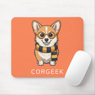 Corgi Corgeek on Coral   Dog Lover Gift Mouse Pad