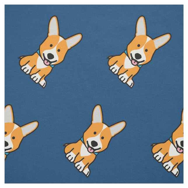 Corgi Corgis dog puppy doggy happy Pembroke Welsh Fabric (Swatch)