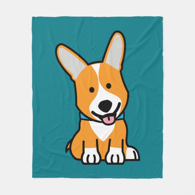 Corgi Corgis dog puppy doggy happy Pembroke Welsh Fleece Blanket (Front)