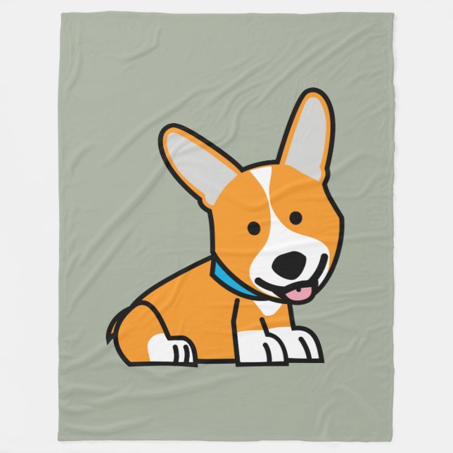 Corgi Corgis dog puppy doggy happy Pembroke Welsh Fleece Blanket (Front)