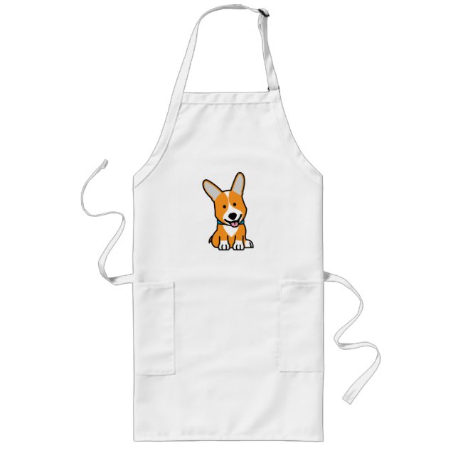 Corgi Corgis dog puppy doggy happy Pembroke Welsh Long Apron (Front)