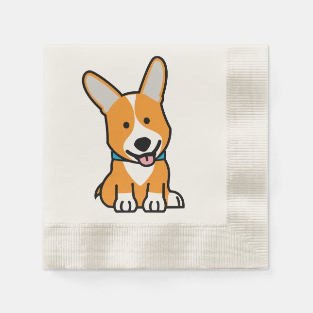 Corgi Corgis dog puppy doggy happy Pembroke Welsh Napkin (Front)