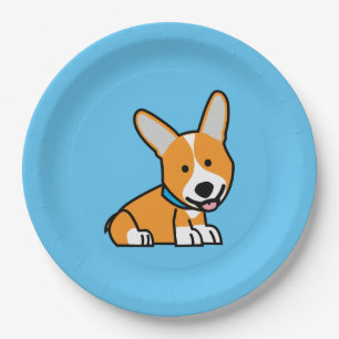 Corgi Corgis dog puppy doggy happy Pembroke Welsh Paper Plate