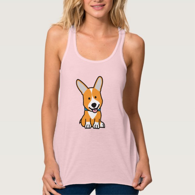 Corgi Corgis dog puppy doggy happy Pembroke Welsh Singlet (Front)