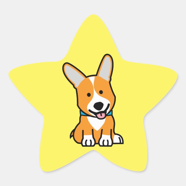 Corgi Corgis dog puppy doggy happy Pembroke Welsh Star Sticker (Front)
