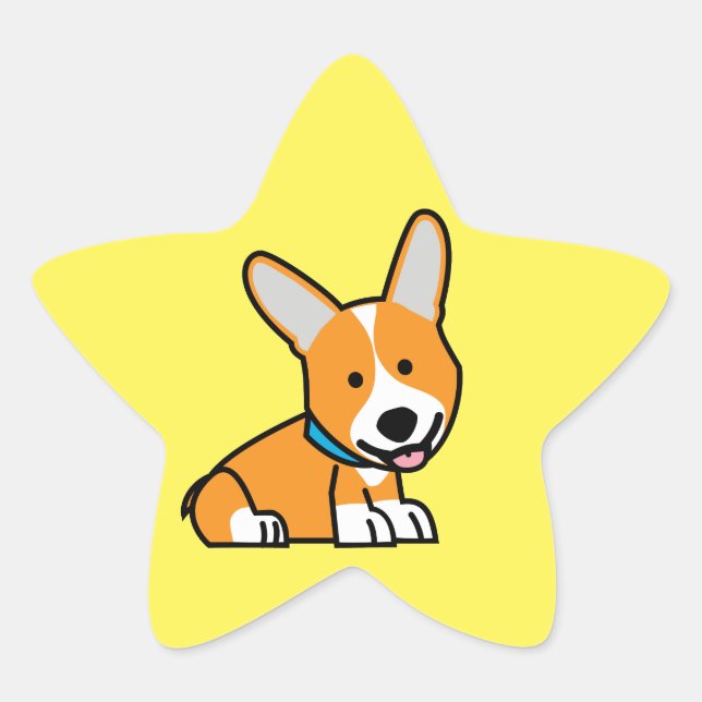 Corgi Corgis dog puppy doggy happy Pembroke Welsh Star Sticker (Front)
