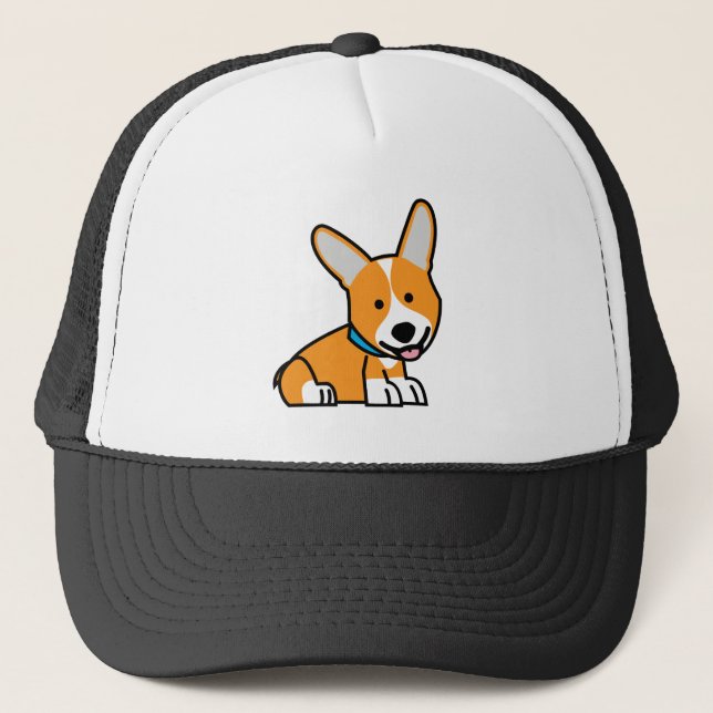 Corgi Corgis dog puppy doggy happy Pembroke Welsh Trucker Hat (Front)