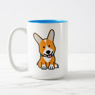 Corgi Corgis dog puppy doggy happy Pembroke Welsh Two-Tone Coffee Mug
