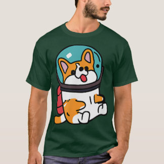 Corgi Cosmonaut Dog Lover Puppy Retro  T-Shirt
