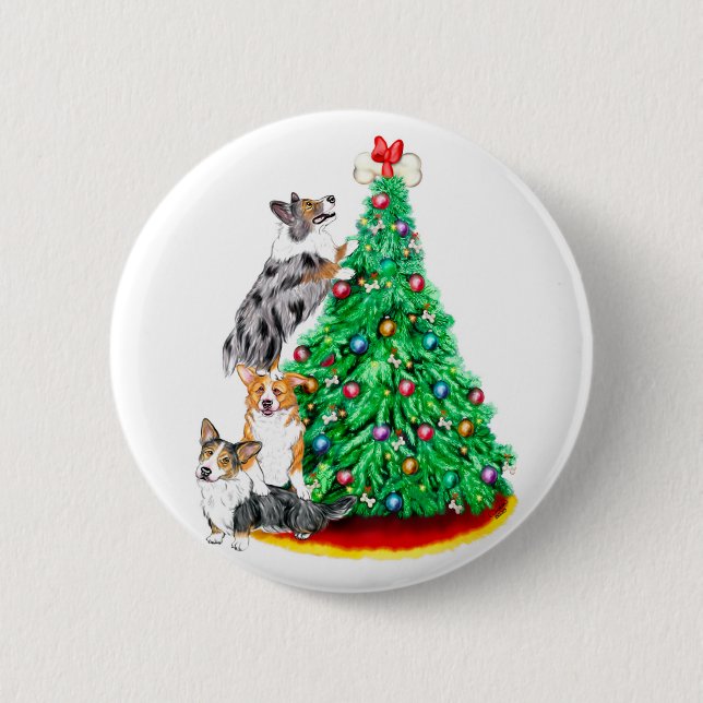 Corgi Cristmas Reach Goals 6 Cm Round Badge (Front)
