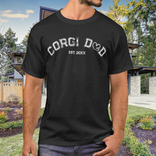 Corgi Dad Heart Paw Distressed White T-Shirt