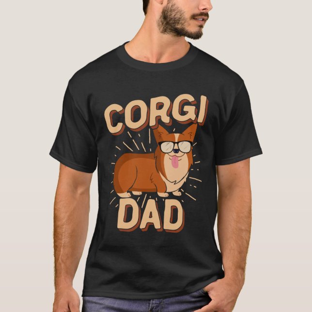 Corgi Dad Men Pembroke Welsh Corgi Pet Dog T-Shirt (Front)