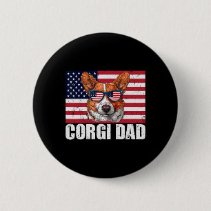 Corgi Dad Pembroke Welsh Corgi Us Flag Dog Lover 4 6 Cm Round Badge