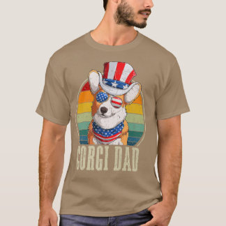 Corgi Dad Retro Sunglasses 4th Of July Fathers Day T-Shirt