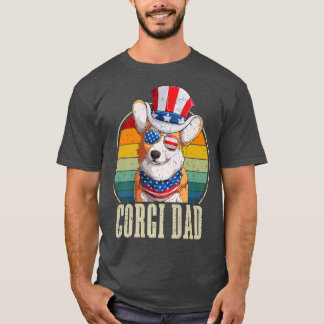 Corgi Dad Retro Sunglasses 4th Of July Fathers Day T-Shirt