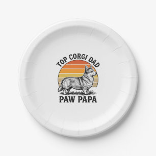 Corgi Dad Shirt Vintage Sunset Dog Papa Gift_1 Paper Plate