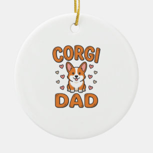 Corgi Dad Vintage Engraving Dog Lover Shirt_1 Ceramic Tree Decoration