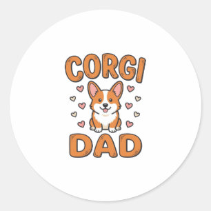 Corgi Dad Vintage Engraving Dog Lover Shirt_1 Classic Round Sticker
