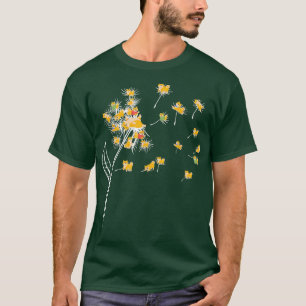 Corgi Dandelion Flying Flower Animal Lover Dog Whi T-Shirt