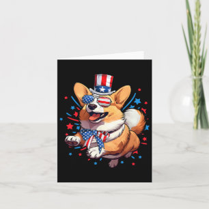 Corgi Dog 4th Of July American Usa Flag Patriotic Card