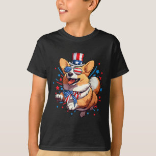 Corgi Dog 4th Of July American Usa Flag Patriotic T-Shirt