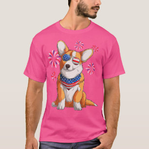 Corgi Dog American Usa Flag 4th Of July Men Corgi  T-Shirt