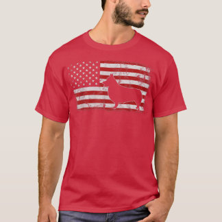 Corgi Dog American USA Flag 4th of July Men Corgi T-Shirt