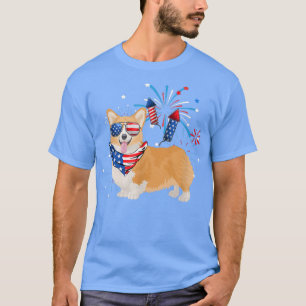 Corgi Dog American Usa Flag 4Th Of July Men Women  T-Shirt