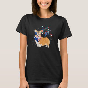Corgi Dog American Usa Flag 4th Of July Men Women T-Shirt