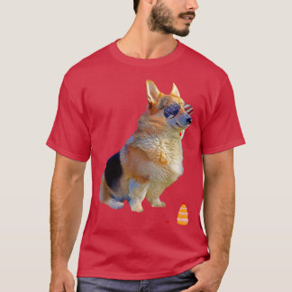Corgi Dog American USA Flag Tee July 4th Pop Art C