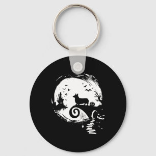 Corgi Dog And Moon Halloween Costume Dog Lover Fun Key Ring