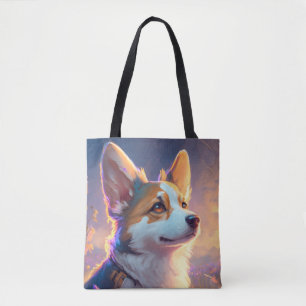 Corgi Dog Animal Portrait Painting Pet Character Tote Bag