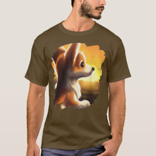 Corgi Dog Art Sunset Vintage Retro Corgis Dogs  T-Shirt