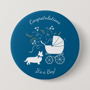 Corgi Dog Baby Shower Puppy 7.5 Cm Round Badge