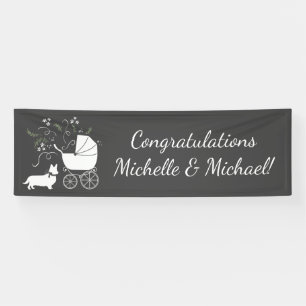 Corgi Dog Baby Shower Puppy Grey Welsh Pembroke Banner