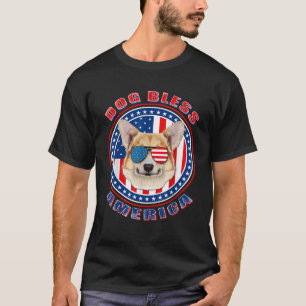 Corgi Dog Bless America Flag USA Patriotic 4th Of T-Shirt
