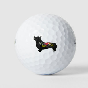 Corgi Dog Breed Boho Floral Silhouette Golf Balls
