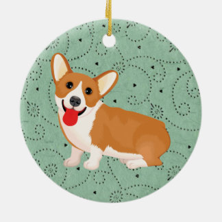corgi dog ceramic tree decoration
