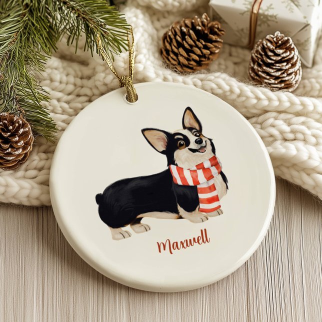 Corgi Dog Christmas Ceramic Tree Decoration (Creator Uploaded)
