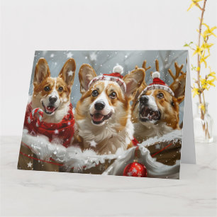 Corgi Dog Christmas Festive Card
