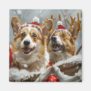 Corgi Dog Christmas Festive  Magnet