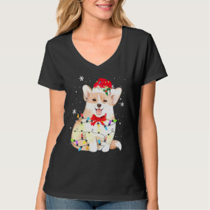 Corgi Dog Christmas Light Xmas Mum Dad T-Shirt